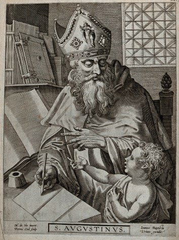 V0031645 Saint Augustine of Hippo. Line engraving by P. Cool after M.